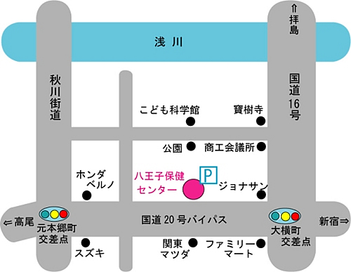 八王子市休日歯科応急診療所の地図